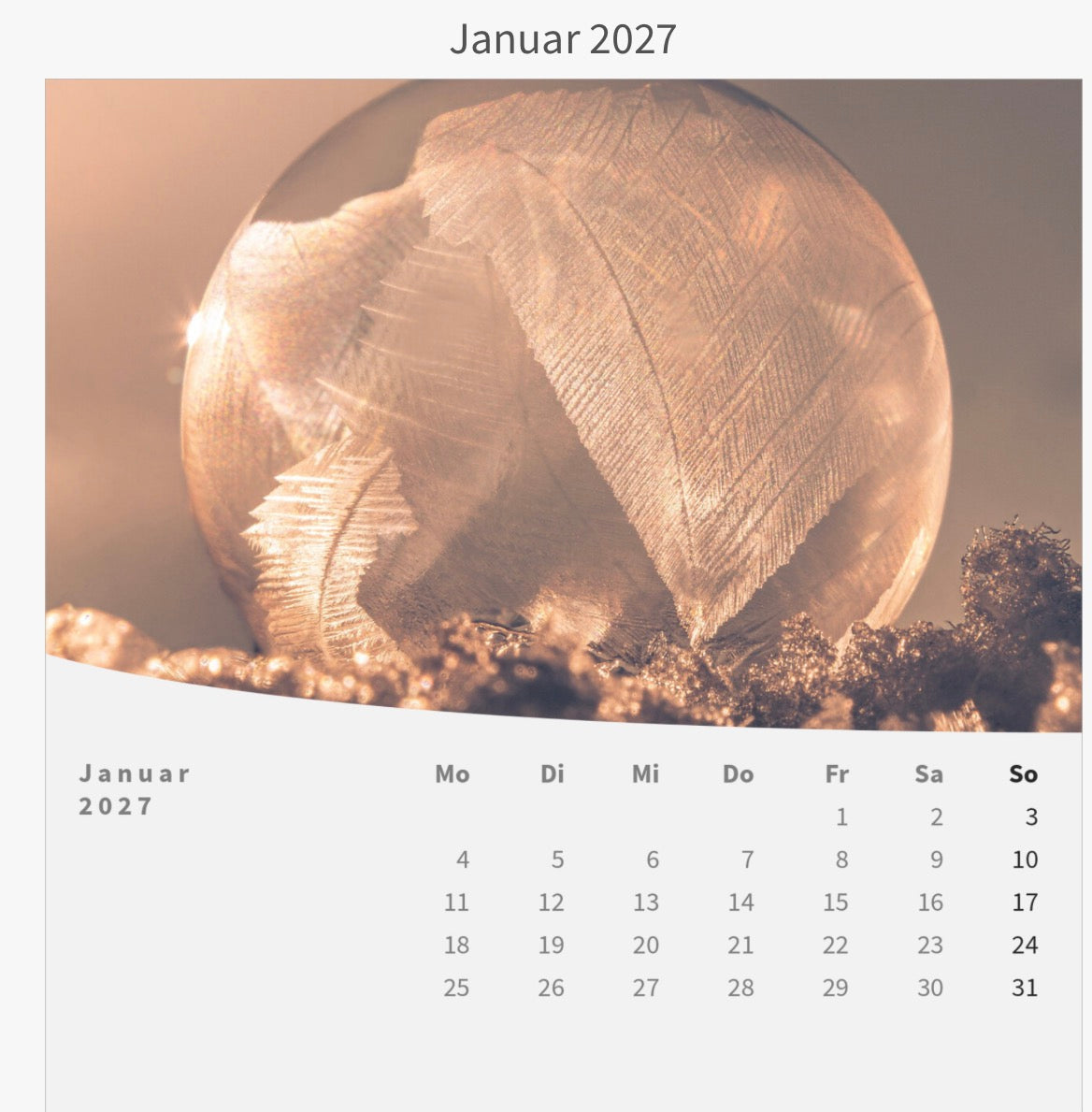 Tischkalender mit Holzsockel 2027