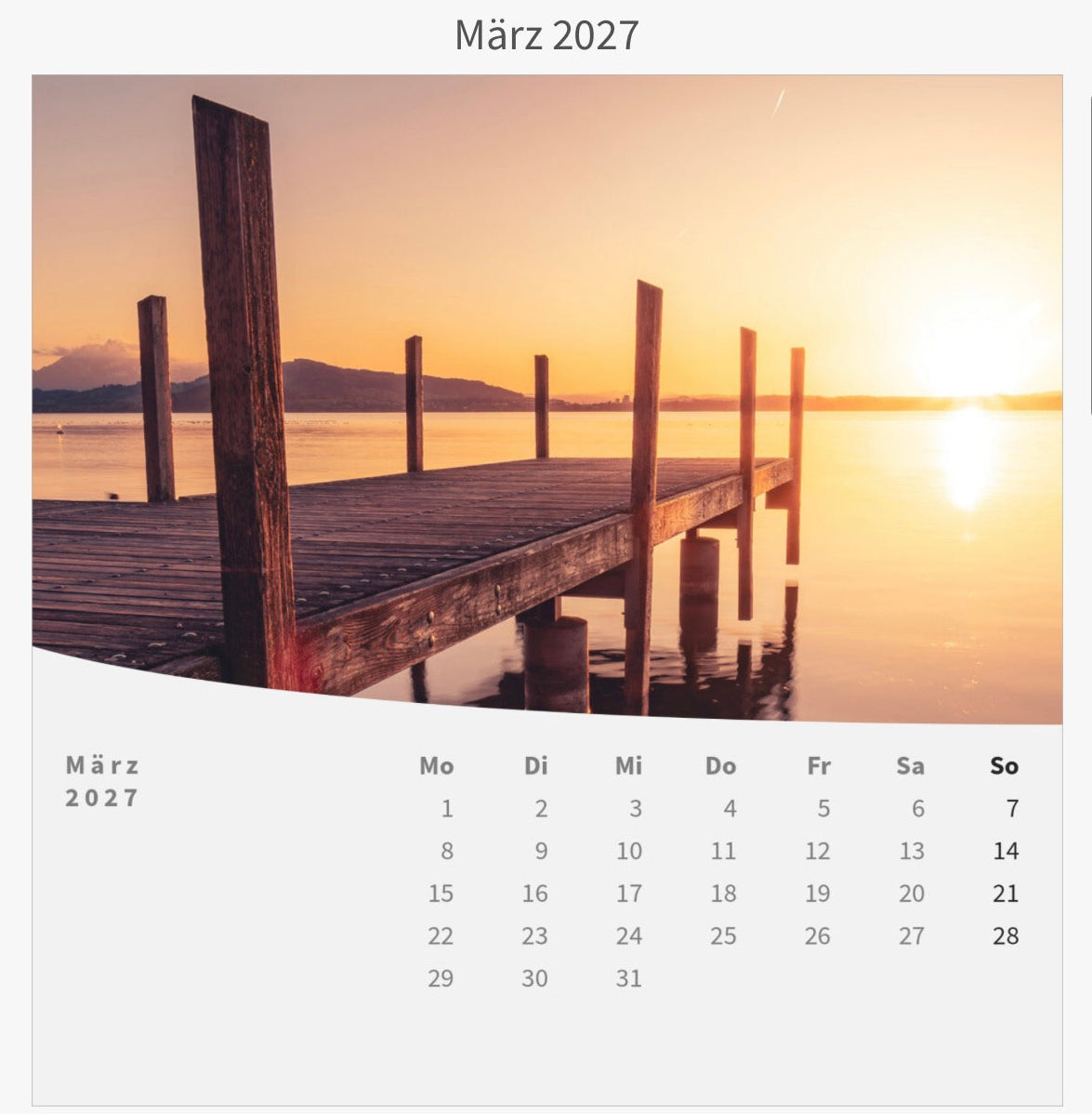 Tischkalender mit Holzsockel 2027