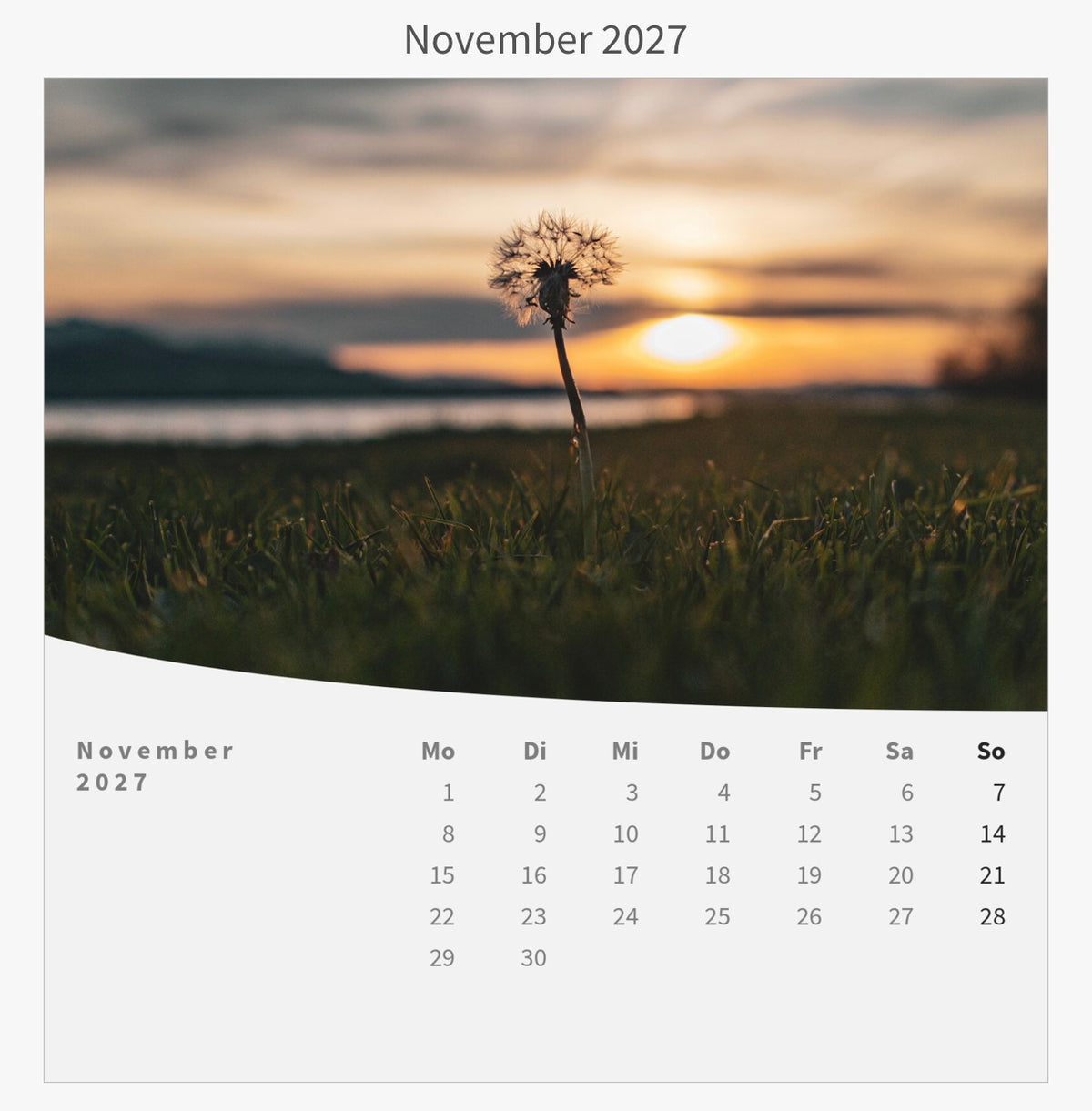 Tischkalender mit Holzsockel 2027