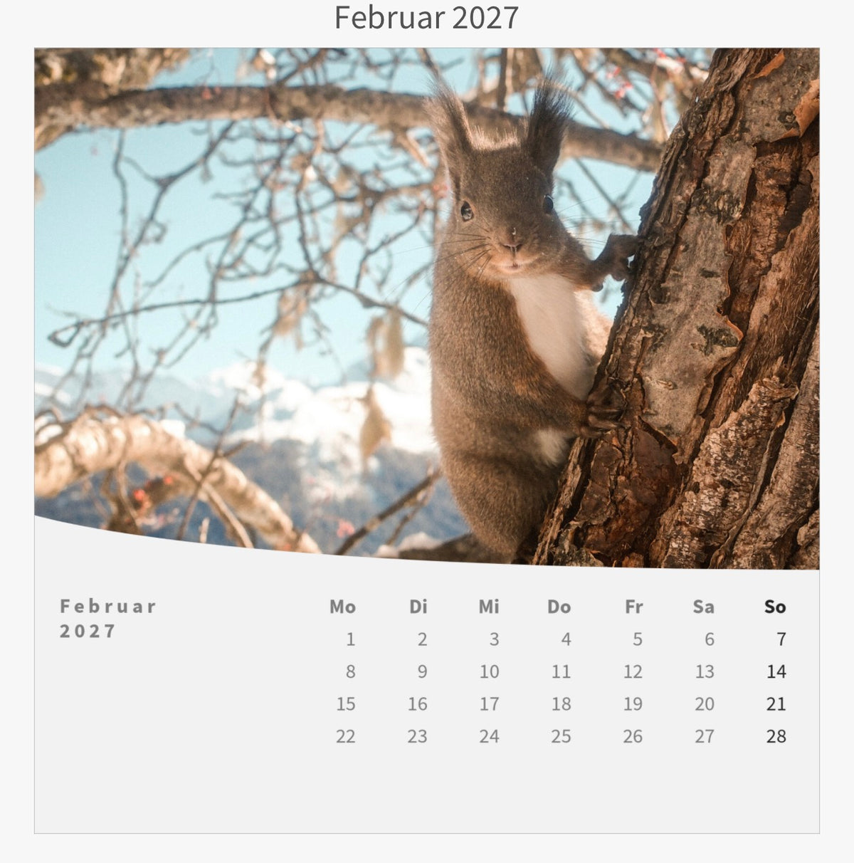 Tischkalender mit Holzsockel 2027