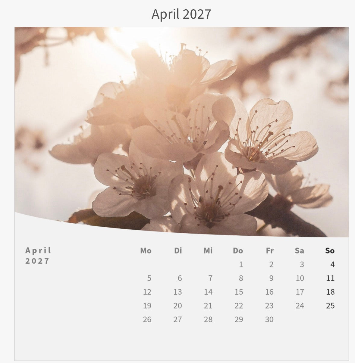 Tischkalender mit Holzsockel 2027