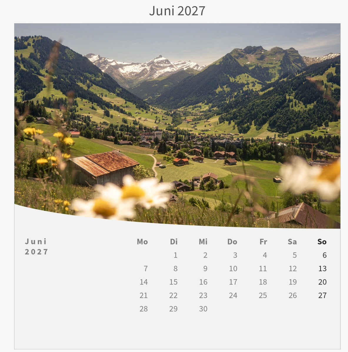 Tischkalender mit Holzsockel 2027