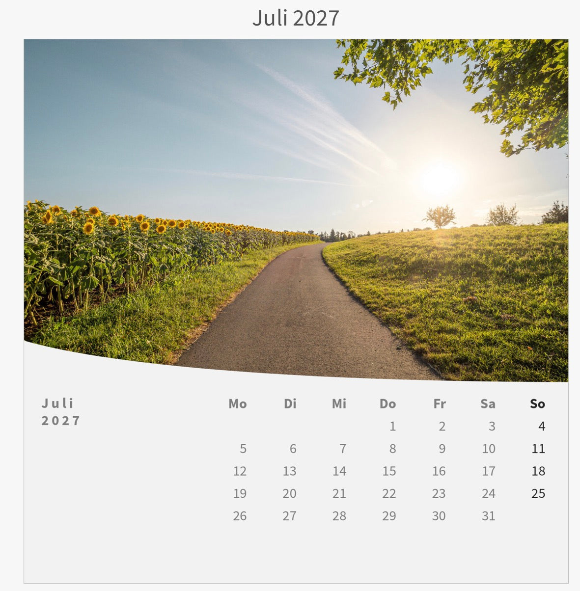 Tischkalender mit Holzsockel 2027