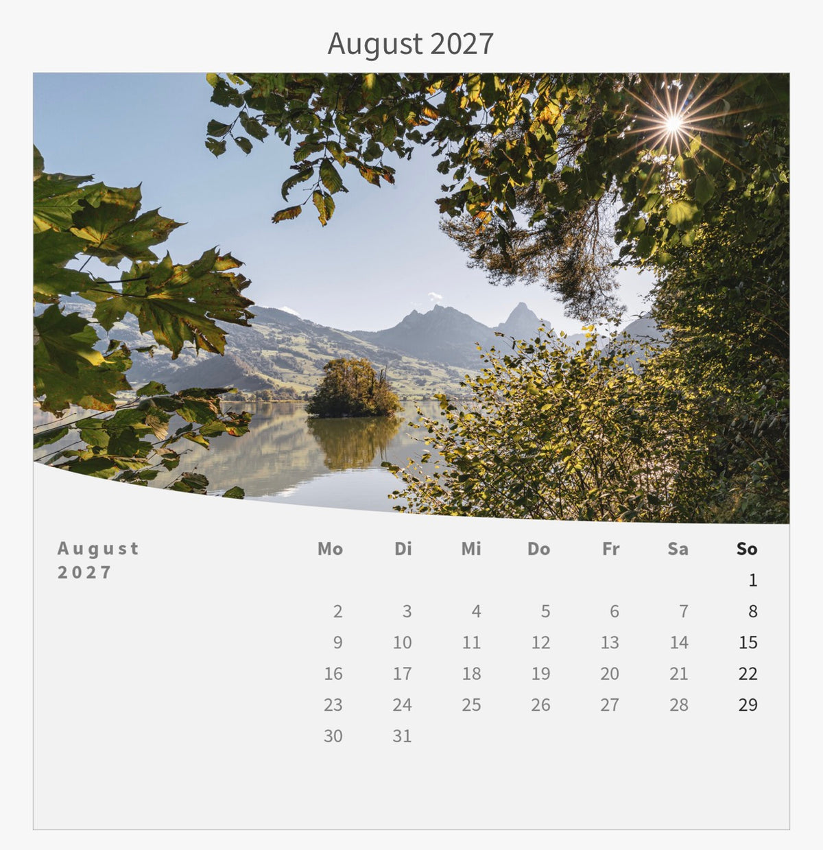 Tischkalender mit Holzsockel 2027