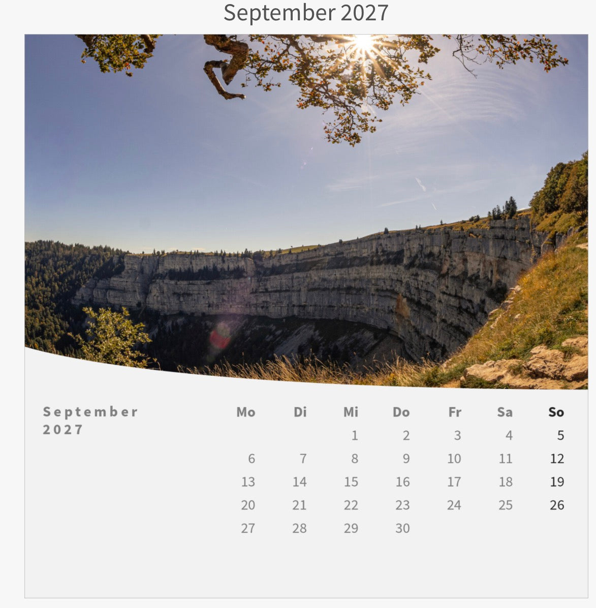 Tischkalender mit Holzsockel 2027