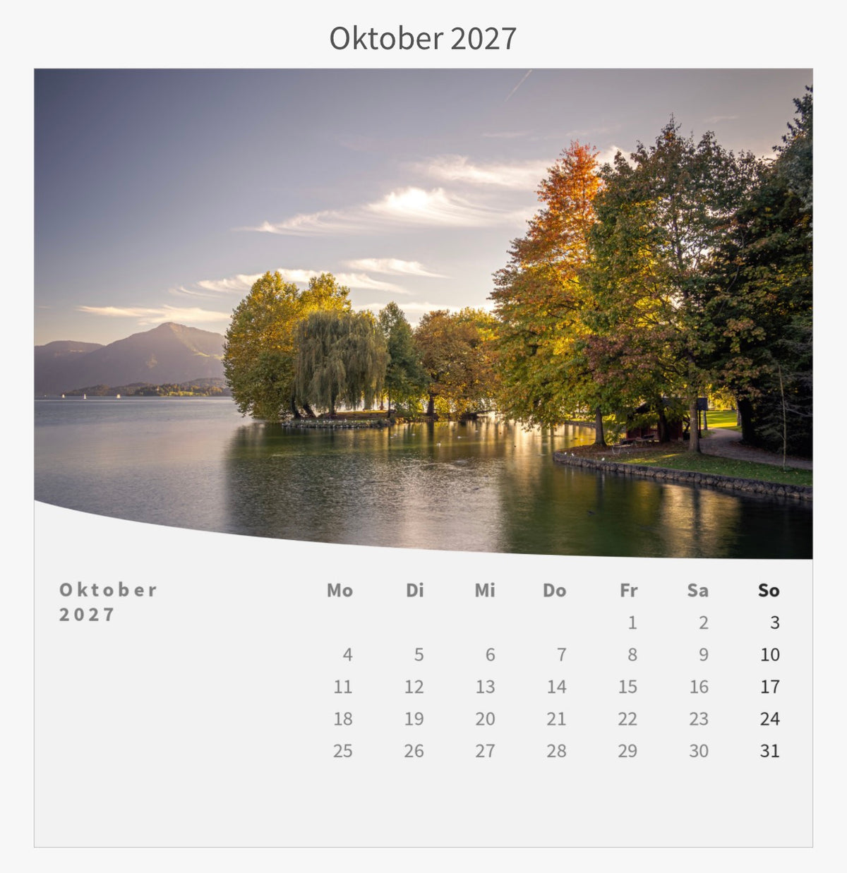 Tischkalender mit Holzsockel 2027