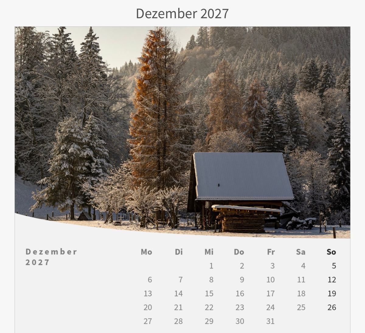 Tischkalender mit Holzsockel 2027