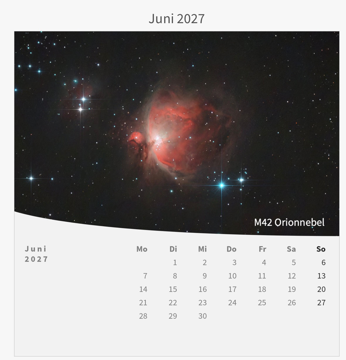Tischkalender mit Holzsockel - Zwischen Sternen und Welten 2027